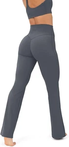 High Waisted Flare Leggings for Women - Buttery Soft Bell Bottom Workout Flared  - Picture 1 of 13