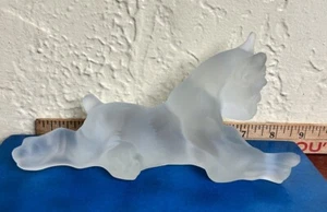 Vintage FROSTED Glass Reclining Boxer / Great Dane Dog  Figurine - Picture 1 of 6