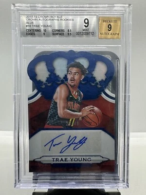 2018 Panini Crown Royale Blue Trae Young ROOKIE RC AUTO /49 PSA 9 - Image 1 of 2
