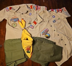Vintage 90s BOY SCOUT Scoutmaster Two Sets Of Shirts And Pants & Scarf Arizona - Picture 1 of 18