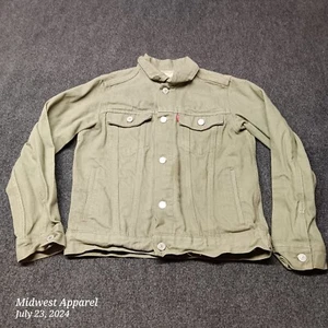 Levi Denim Trucker Jacket Youth Large Age 12 - 13 Green Button Up - Picture 1 of 7