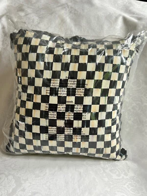 Mackenzie Childs COURTLY CHECK/Stripe 18" RUFFLED SQUARE Throw Pillow m25-no - Image 1 of 3