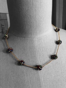 Elegant Gold Necklace with Multicolor Rhinestone Beads - Bild 1 von 4