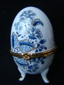 Porzellan Ei Ostern Dose aufklappbar 9,5cm nach Art Faberge Pillen Nr.6 Blumen - Bild 1 von 2