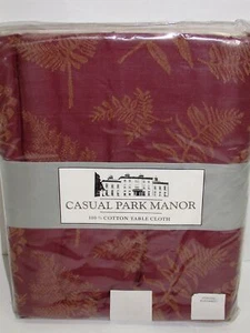 Casual Park Manor Tablecloth ~ Atwood Burgundy ~ 60" x 84" Rectangular **NEW** - Picture 1 of 2