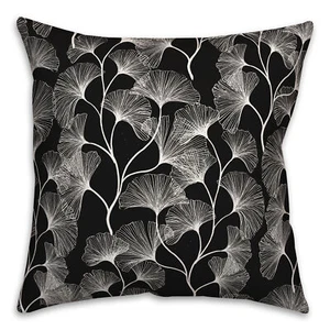 Creative Products Black Gingko Leaves 18 x 18 Indoor / Outdoor Pillow - Picture 1 of 3
