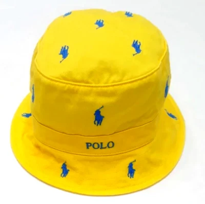 NUEVO CON ETIQUETAS POLO Ralph Lauren SOMBRERO CUBO DISPERSO Lado de la Playa Día Soleado AMARILLO REAL M-XL Foto 1 de 3