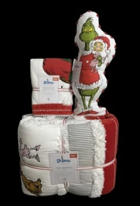3 pc Pottery Barn Kids TEEN Dr. Seuss Grinch Christmas TWIN Quilt Sham Pillow - Picture 1 of 4