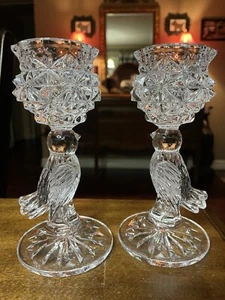 6.75"x3.25" Beautiful Hofbauer Bliekrideff Germany Crystal Candlestick Holders-2 - Picture 1 of 10