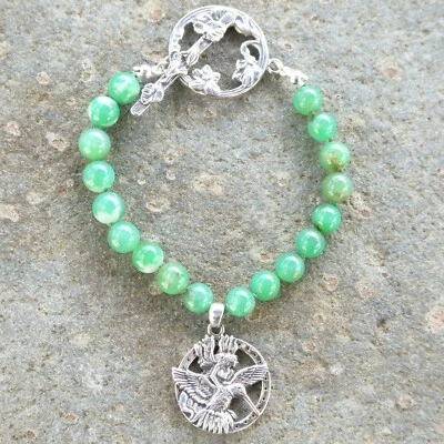 Pulsera de piedras preciosas de crisoprasa, Jody Bergsma 925 dije de hadas de ley colibrí Foto 1 de 4