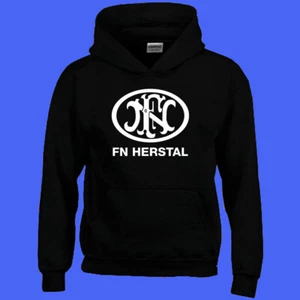 Sudadera con capucha negra FN Herstal armas de fuego con logotipo para hombre talla S-3XL - Imagen 1 de 1