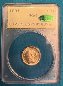 1883 3 Cent Nickel 3CN PR66 Rattler & CAC - Picture 1 of 4