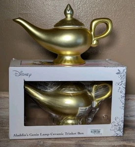 Disney Aladdin Genie Magic Lamp Ceramic Trinket Jewelry Box New - Picture 1 of 5