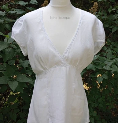 Top túnica corpiño LINO BLANCO MEXX vintage Y2K talla M 12/14 Boho Lagenlook verano Foto 1 de 4