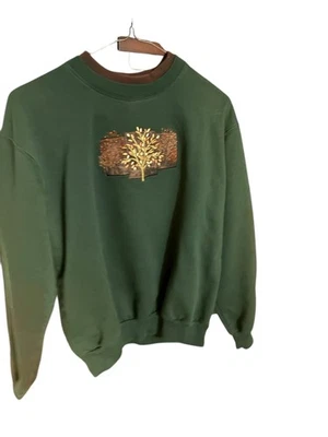 Vintage Morning Sun Green Sweatshirt XL Fall Autumn Tree Nature Pullover - Imagem 1 de 4