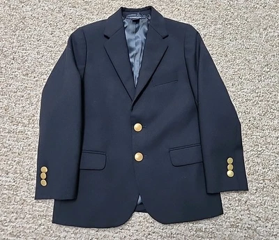 Blazer Lands End Botón Dorado Mezcla Lana Azul Marino Niños 7 Abrigo Deportivo Uniforme Foto 1 de 4