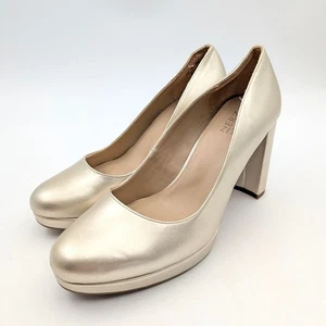 Naturalizer Berlin Block Heel Platform Pumps Women's Gold Size US11M EU42 - Picture 1 of 10