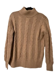 Banana Republic Cable Knit Sweater Womens  XS Turtleneck Brown Cotton Blend NWT - Picture 1 of 6