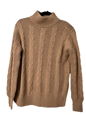 Banana Republic Cable Knit Sweater Womens  XS Turtleneck Brown Cotton Blend NWT - Image 1 of 4