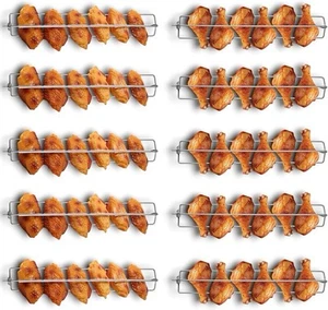 8 Pack Wing Rails For Grilling Chicken Wings - Chicken Wings BBQ Forks - Picture 1 of 8