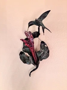 Michael Storey signed brass and blown glass hummingbird with trumpet flower - Picture 1 of 11