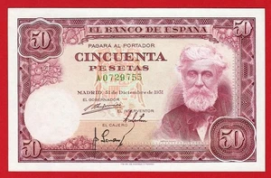 50 Pesetas, 1951 ''Rusiñol''  Serie  A, Sin Circular - Picture 1 of 2