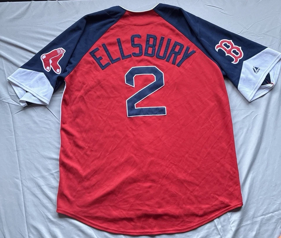 Majestic Stitched Boston Red Sox Jacoby Ellsbury Jersey Size L #2 Red MLB EUC - Image 1 of 4