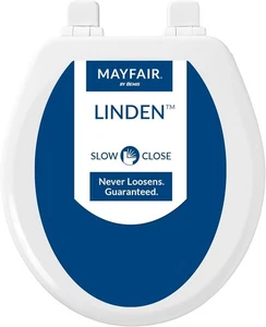 Mayfair Linden Slow Close Toilet Seat, Non Slip Heavy Duty Wood, Easy Install, - Picture 1 of 8
