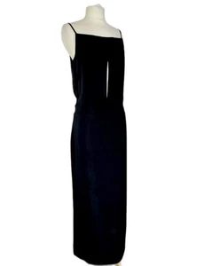 Versus Versace 1999 Column Dress Black Silk Chiffon 90’s Square Neck + Slit 42 - Picture 1 of 14