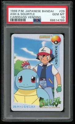Pokemon Japanese Carddass 1998 029 Ash & Squirtle 29 Card Bandai PSA 10 68614789 - Image 1 of 2
