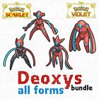 Alle 4 nicht glänzenden Deoxys Formen Bundle normale Angriffsgeschwindigkeit Pokémon scharlachrot violett