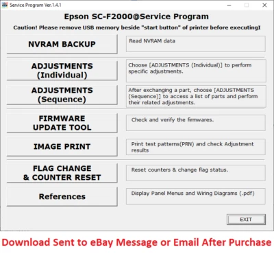 Epson Plotter Service Program F2000,F2100,F600,B600,F6070,F6200,F6270,F6300,F700 - Image 1 of 4
