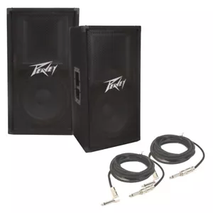 (2) Peavey PV 112 Pro Audio DJ Passive 12" 2-Way 800 Watt Speaker & 1/4" Cables - Picture 1 of 1