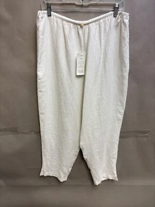 NUEVO CON ETIQUETAS $158 EILEEN FISHER Pantalones Lino Pesado Cónico Tobillo Cintura Elástica Cremallera Lateral L - Imagen 1 de 5