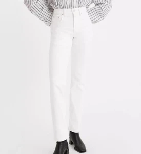 Levi's Women's 724 High Rise Straight Jeans Premium White Denim Pants Sz 30 - Picture 1 of 9