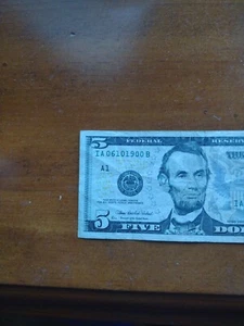 Birthday Note- June 10th 1900- Fancy 06/10/1900 , $5 Dollar Bill - Picture 1 of 3