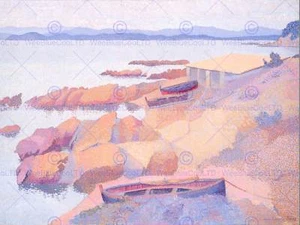 HENRI EDMOND CROSS FRANZÖSISCHE KÜSTE ANTIBES ALTE KUNST GEMÄLDE POSTER DRUCK BB5608B - Bild 1 von 2