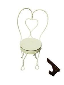 17" Tall Fancy Metal White Chair for Large Doll / Bear Display - Picture 1 of 5