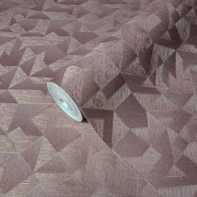 Texturizado Geométrico Rosa Cobre Cuadrados Triángulos Líneas Geométrico 3D Geo Papel Pintado Foto 1 de 4