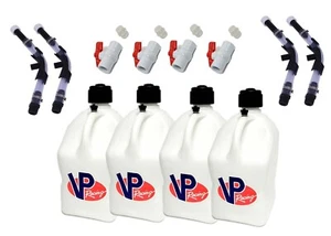 VPRacing 4 Pack Patriot Square 5 Gallon Fuel Jugs+Hose, Hose Bender,& Ball Valve - Picture 1 of 1