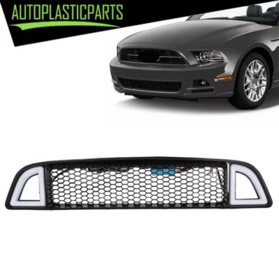 Front Bumper Insert Mesh Grill Black W/Bottom LED For 2013-2014 Ford Mustang - Image 1 of 4