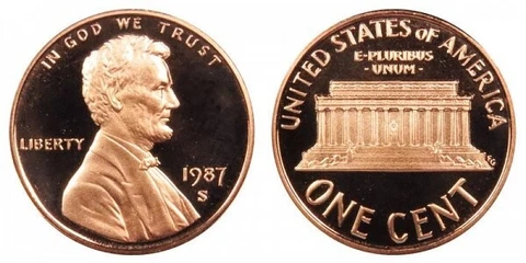1987 S Lincoln Memorial Penny Cover