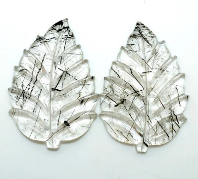 Par de piedras preciosas sueltas de cuarzo rutilo natural 38x27 mm hechas a mano 56,64 CTS Foto 1 de 4