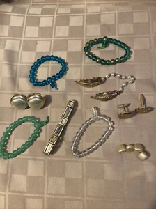 Vintage Schmuck Konvolut Armbänder, Manschettenknöpfe, Krawattennadeln - Bild 1 von 12