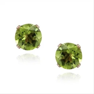 2.5ct Peridot Rose Gold Plated Silver Stud Earrings, 7mm - Picture 1 of 3