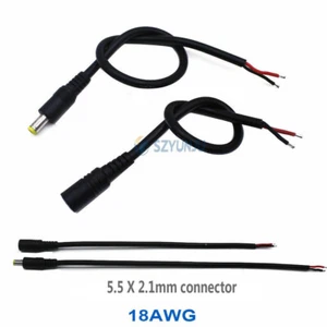 18 AWG Black 5.5X2.1mm Female  Male DC Connector Cable 30CM/50CM Wire Black - Picture 1 of 7
