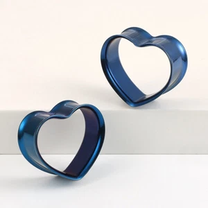 2PCS Heart Ear Tunnels Plugs Gauge Stretcher Expander 316 Stainless Steel - Picture 1 of 19
