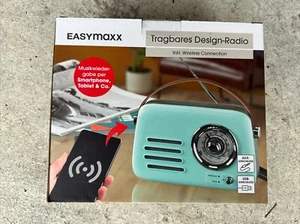 EASYmaxx Batterie-Radio Retro Mint AM/FM AUX USB SD-Karte Lautsprecher 50er Top - Bild 1 von 3