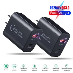 LOT 20W PD Type C Dual USB Wall Charger Type C To Type C USB/Type C 3FT 10FT - Picture 1 of 34