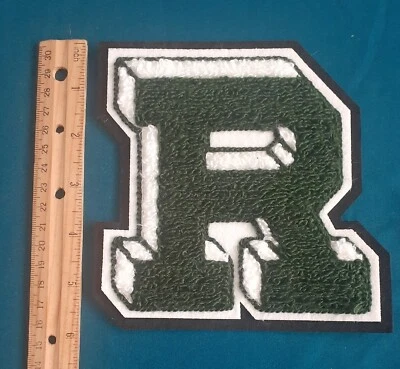  Letter R Felt Patch 6" X 5.5" Dark Green and White - Image 1 of 4